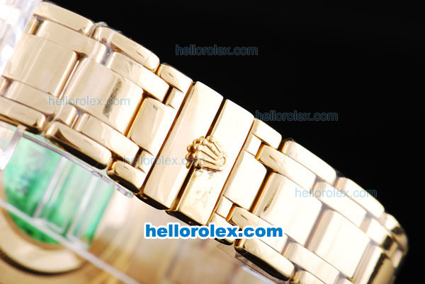 Rolex Day-Date Oyster Perpetual Chronometer Automatic Diamond Bezel with Full Gold Case and Strap- Black Dial with Rolex Logo-Diamond Marking - Click Image to Close